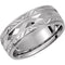 14k White Gold Diamond-Cut Design 6mm Comfort-Fit Milgrain Band , Size 12