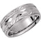 14k White Gold Diamond-Cut Design 6mm Comfort-Fit Milgrain Band