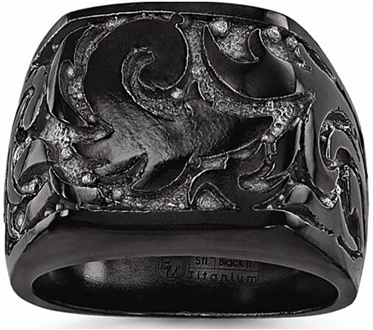 Edward Mirell Black Titanium Casted Design 17mm Signet Ring