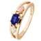 Oval Created Blue Sapphire Ring, 10k Yellow Gold, 12k Green and Rose Gold Black Hills Gold Motif