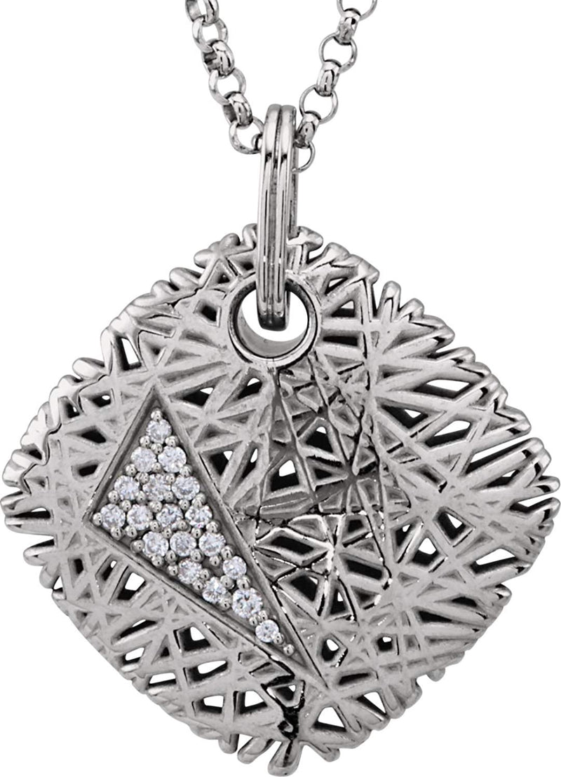 Diamond Nest Design 14k White Gold Pendant Necklace, 18" (.08 Cttw)