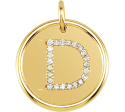 Diamond Initial "D" Round Pendant, 18k Yellow Gold-Plated Sterling Silver (0.1 Ctw, Color GH, Clarity I1)