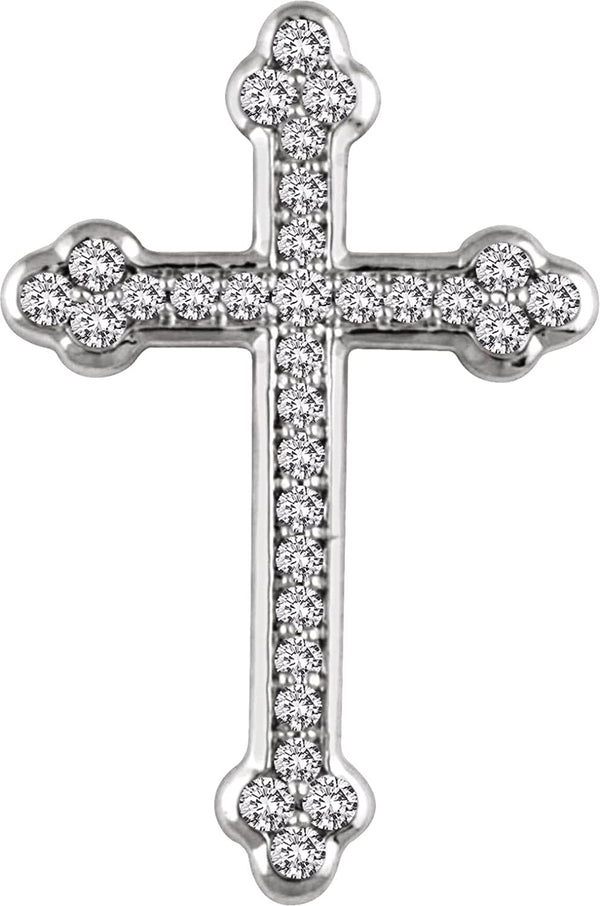 Diamond Botonée Cross Rhodium-Plated 14k White Gold Pendant (.25 Ctw, H+ Color, I1 Clarity)