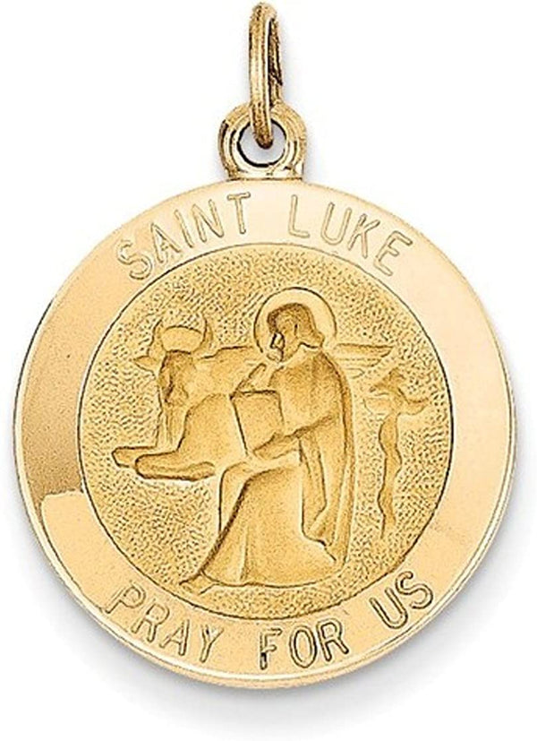 14k Yellow Gold St. Luke Medal Pendant (27X19MM)