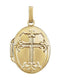 Hammered Fleury Cross 14k Yellow Gold Oval Locket Pendant