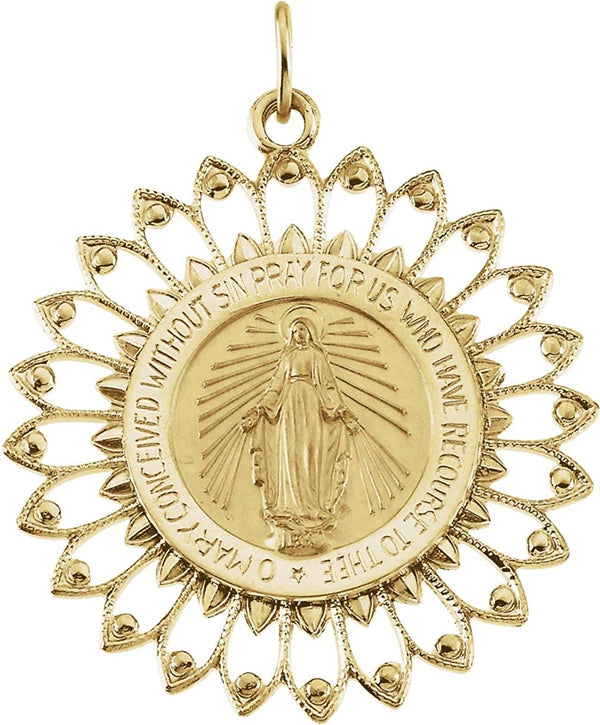 14k Yellow Gold Round Miraculous Medal (33x30 MM)