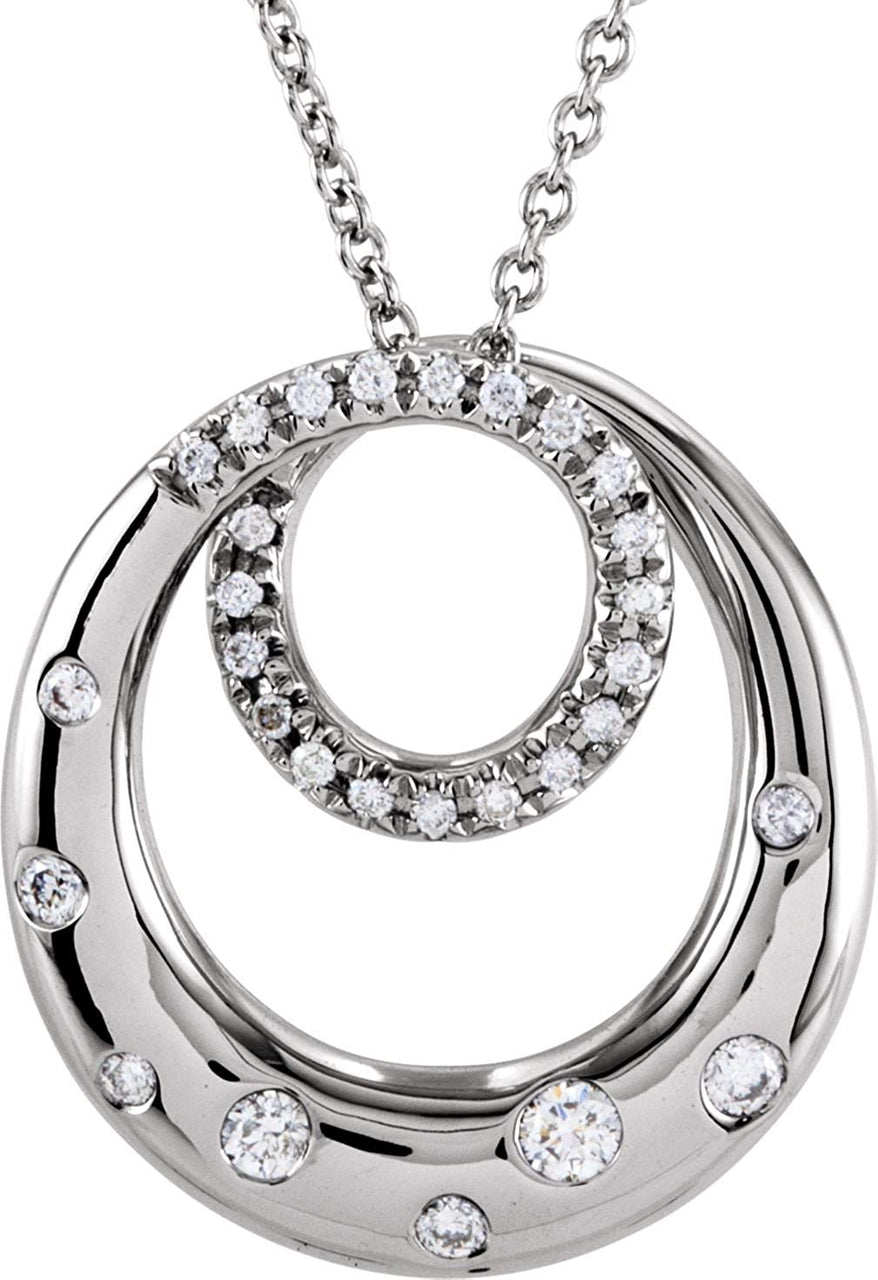 Diamond Circle 14k White Gold Pendant Necklace, 18" (1/3 Cttw)