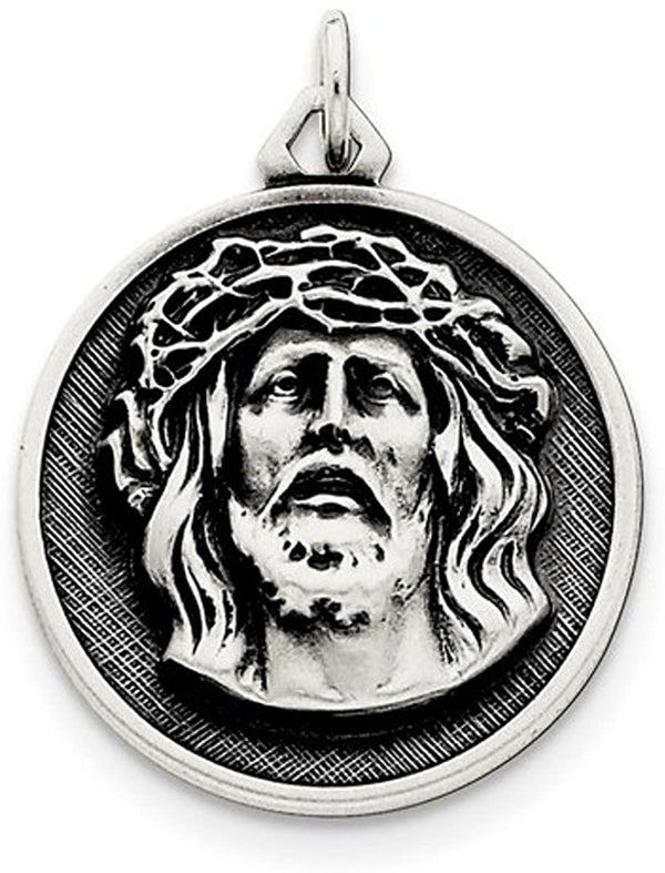 Sterling Silver Antiqued Ecce Homo Medal (32X24MM)