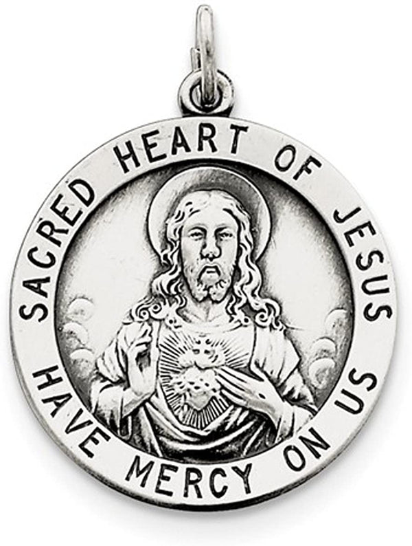 Sterling Silver Sacred Heart of Jesus Medal (33X25MM)