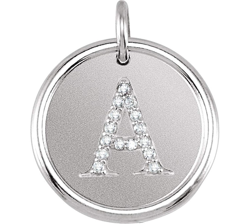 Diamond Initial "A" Pendant, Rhodium-Plated 14k White Gold (.07 Ctw, Color G-H, Clarity I1 )