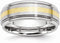 Men's Brushed Cobalt Chrome, 14k Yellow Gold Inlay 8mm Rounded Edge Band Size 7