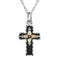 Antiqued Dove Cross Necklace, Sterling Silver, 12k Green and Rose Gold Black Hills Gold Motif, 18''