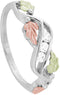 Slim-Profile Cubic Zirconia Ring, Sterling Silver, 12k Green and Rose Gold Black Hills Gold Motif