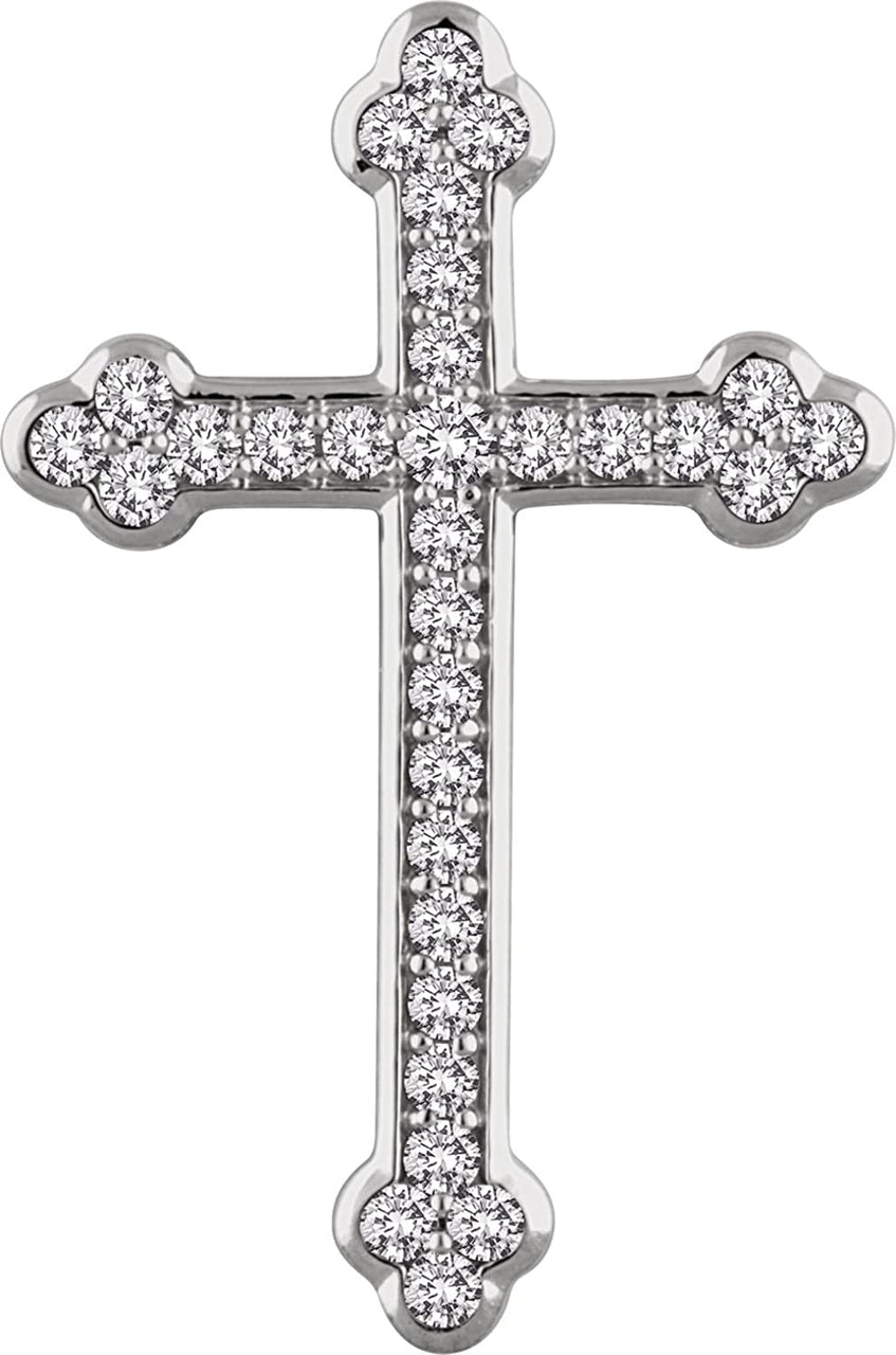 Diamond Botonée Cross 14k White Gold Pendant (1 Ctw, H+ Color, I1 Clarity)