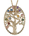 Multi Gemstone Tree Pendant Necklace, 10k Yellow Gold, 12k Green and Rose Gold Black Hills Gold Motif, 18"