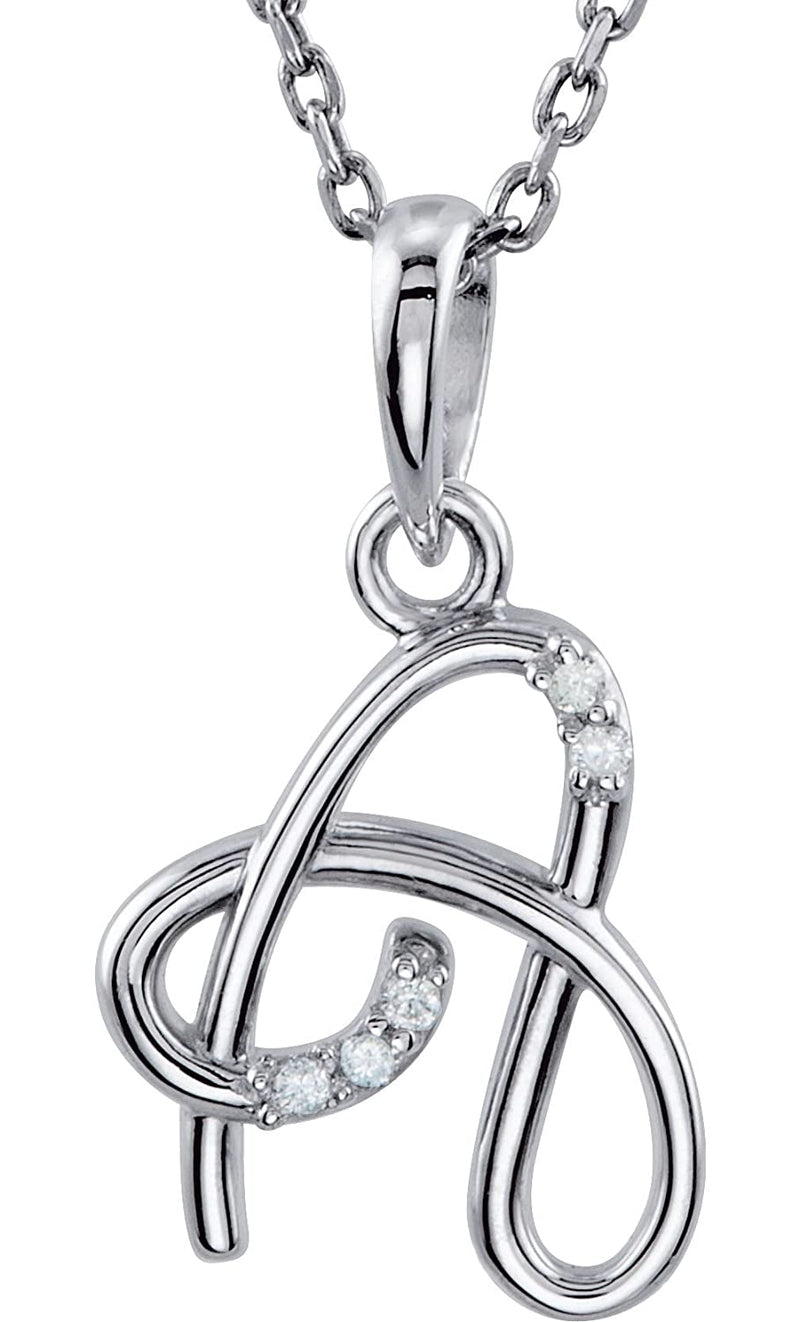 5-Stone Diamond Letter 'A' Initial Sterling Silver Pendant Necklace, 18" (.03 Cttw, GH, I2)