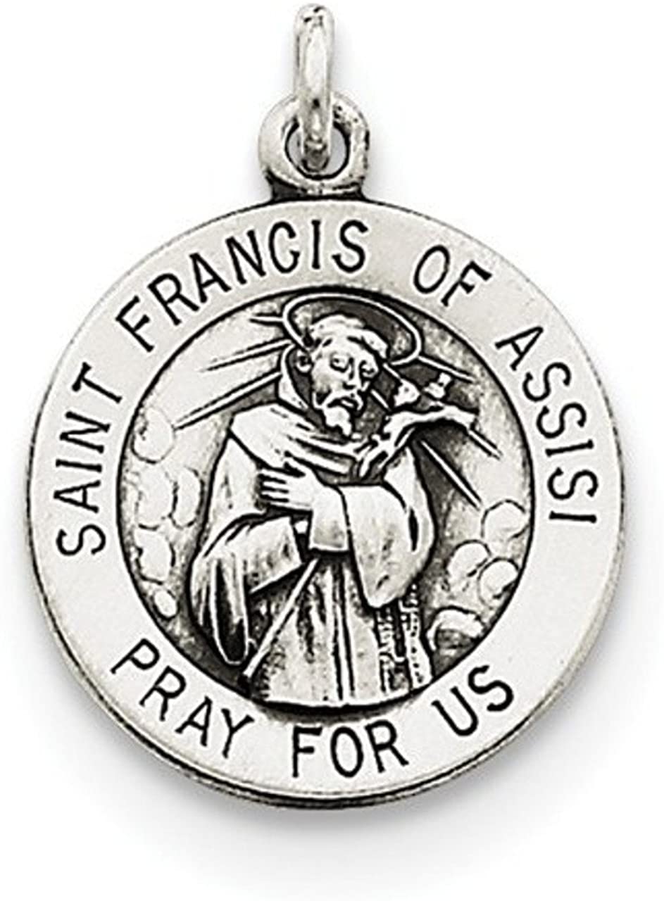 Sterling Silver Antiqued Saint Francis of Assisi Medal (20X16 MM)