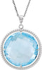 Sky Blue Topaz Round Sterling Silver Necklace, 18"