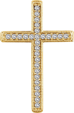 Diamond Chapel Cross Rhodium-Plated 14k Yellow Gold Pendant (.33 Ctw, H+ Color, I1 Clarity)