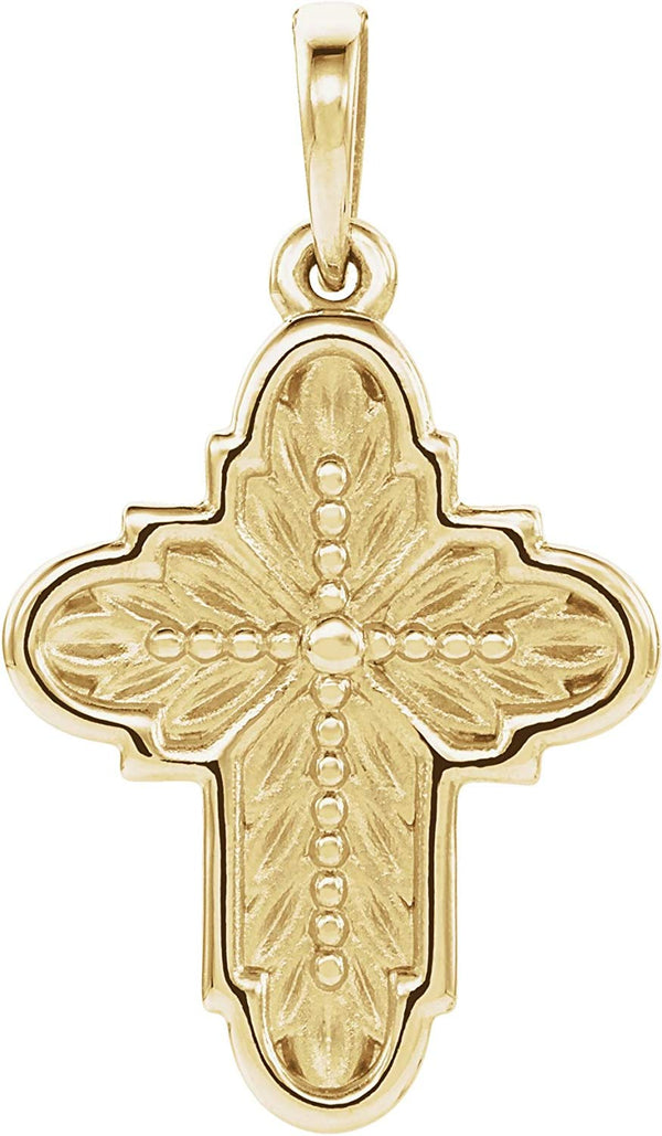 Ornate Leaf Cross 14k Yellow Gold Pendant (19.00X13.70 MM)