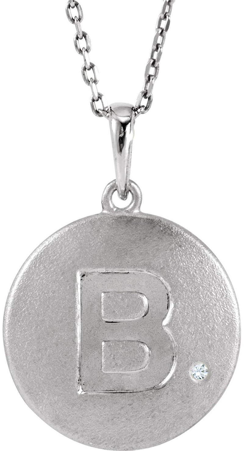 Diamond Letter 'B' Initial Sterling Silver Pendant Necklace, 18" (.005 Ct, GH Color, I2 Clarity)