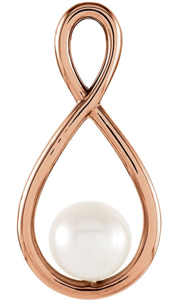 White Freshwater Cultured Pearl Freeform Pendant, 14k Rose Gold, (5.5-6MM)