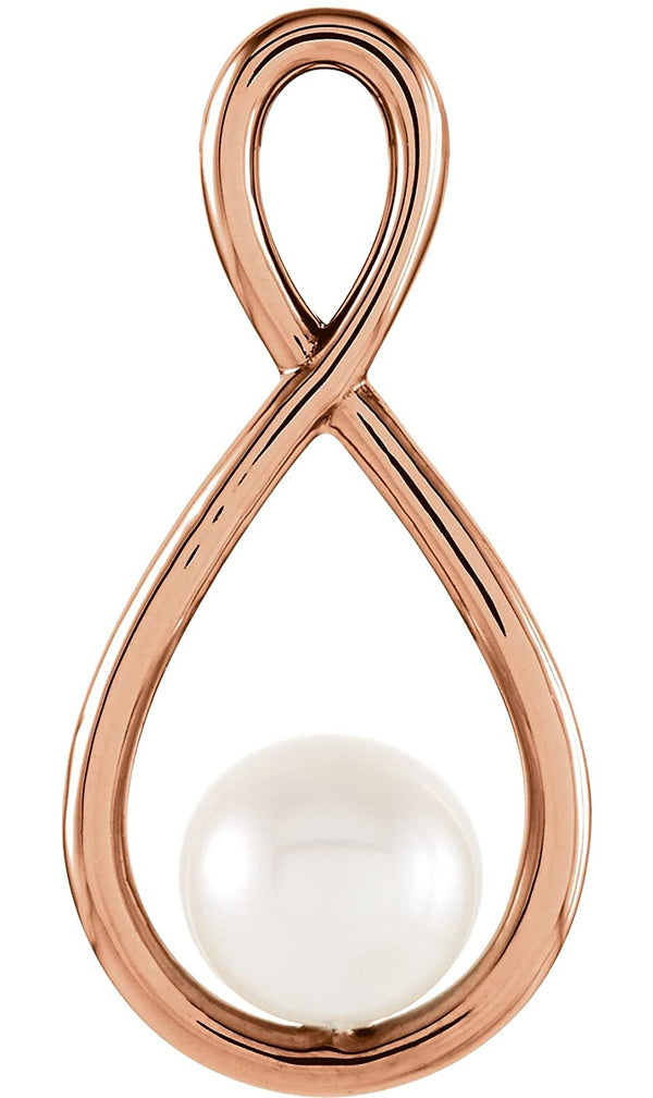 White Freshwater Cultured Pearl Freeform Pendant, 14k Rose Gold, (5.5-6MM)