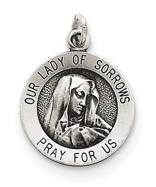 Sterling Silver Antiqued Our Lady Of Sorrows Medal (20X15MM)