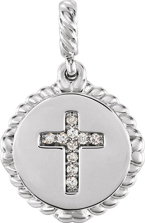 Platinum Diamond Cross Rope Pendant (.05 Ctw, Color G-H, Clarity SI2-SI3)