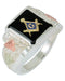 Onyx Free Mason's Signet Ring, Sterling Silver, 12k Green Gold, 12k Rose Gold Black Hills Gold Motif, Size 10