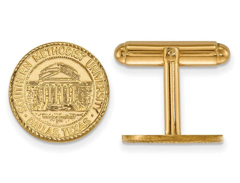 Gold-Plated Sterling Silver Southern Methodist University Crest Cuff Links, 15MM