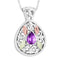 Pear Amethyst with Scrollwork Pendant Necklace, Sterling Silver, 12k Green and Rose Gold Black Hills Gold Motif, 18"