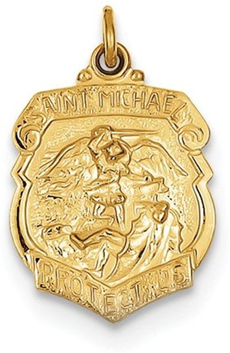 24k Gold-Plated Sterling Silver St. Michael Badge Medal (22X15MM)