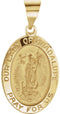 14k Yellow Gold Oval Hollow Our Lady of Guadalupe Medal (15x11 MM)