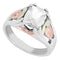 Ave 369 April Birthstone Created White Spinel Ring, Sterling Silver, 12k Green and Rose Gold Black Hills Silver Motif