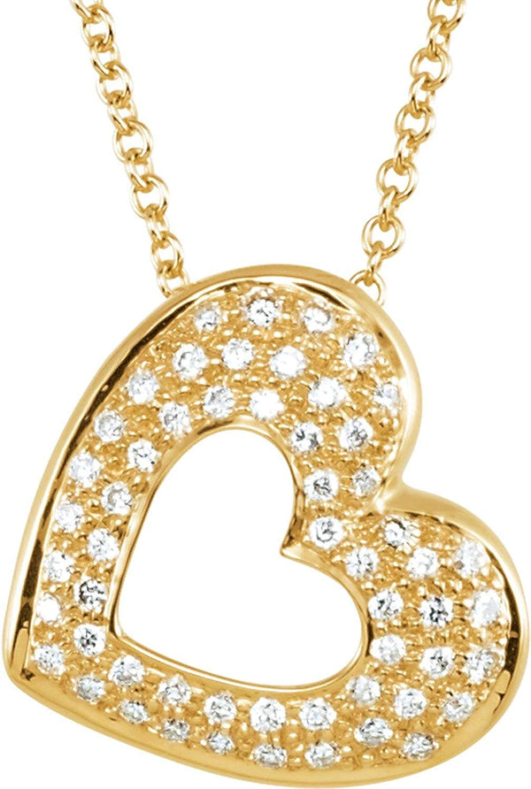 Diamond Heart 14k Yellow Gold Pendant Necklace, 18" (1/5 Cttw)