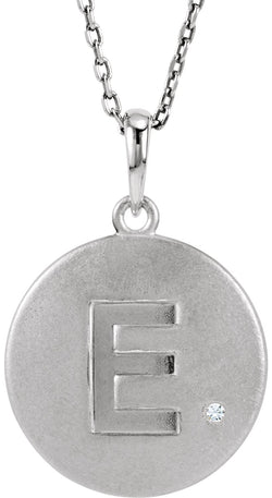 Diamond Letter 'E' Initial Sterling Silver Pendant Necklace, 18" (.005 Ct, GH Color, I2 Clarity)