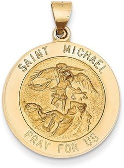 14k Yellow Gold Saint Michael Medal Pendant (32X22 MM)