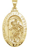 14k Yellow Gold Hollow Oval St. Christopher Medal (23.5x16 MM)