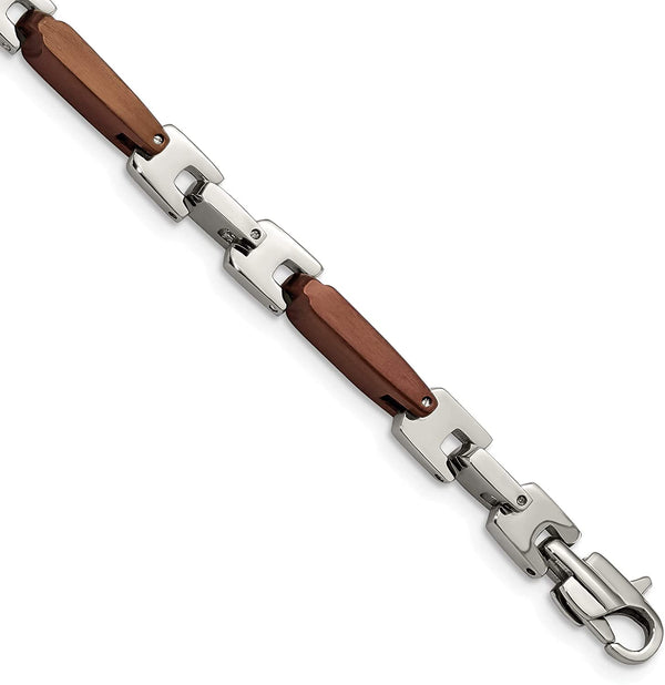 Men's Stainless Steel 7mm Brown IP Bracelet, 8.25 Inches