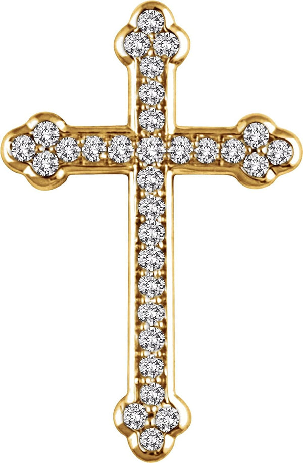 Diamond Botonée Cross Rhodium-Plated 14k Yellow Gold Pendant (.33 Ctw, H+ Color, I1 Clarity)