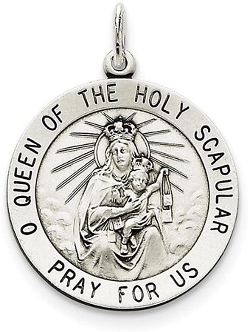 Sterling Silver Queen of the Holy Scapular Medal (35X25MM)