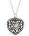 Heart Antiqued Pendant Necklace, Sterling Silver, 12k Green and Rose Gold Black Hills Gold Motif, 18''