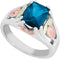 Ave 369 December Birthstone Created Blue Zircon Ring, Sterling Silver, 12k Green and Rose Gold Black Hills Silver Motif