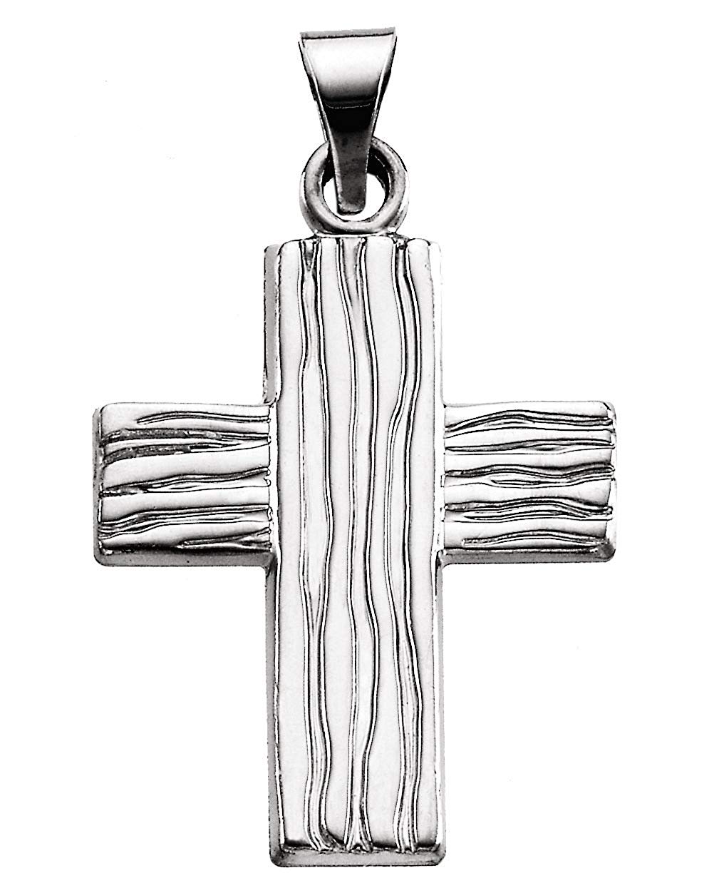 Rugged Cross Brushed 14k White Gold Pendant (23X19 MM)