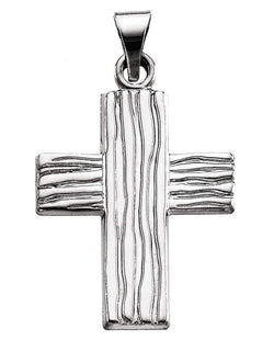 Rugged Cross Brushed 14k White Gold Pendant (23X19 MM)