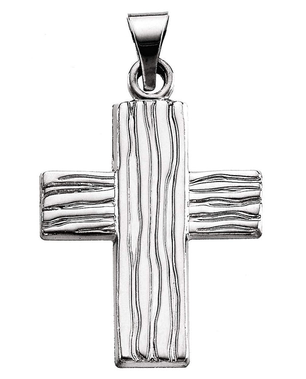 Rugged Cross Brushed 14k White Gold Pendant (23X19 MM)