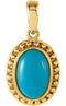 Turquoise Cabochon 1.86 Ct. Granulated Bead 14k Yellow Gold Pendant