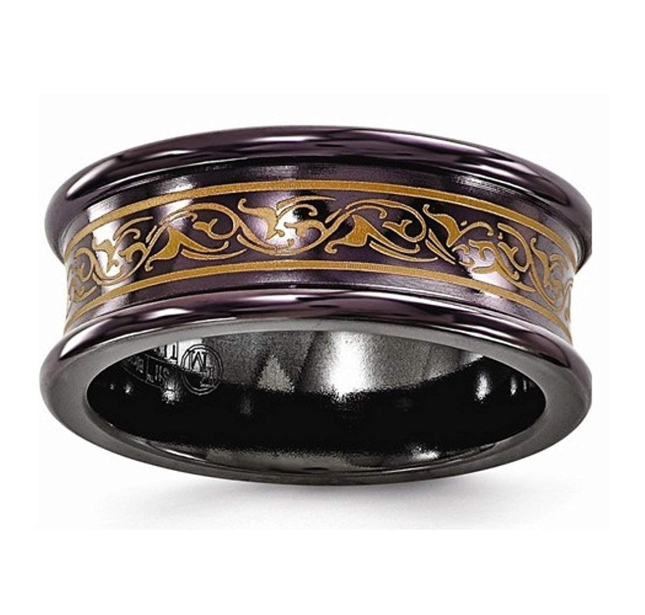 Rain Collection Black Ti Anodized Copper 8mm Concave Band