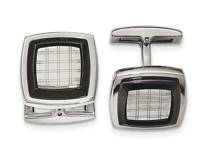 Stainless Steel Black IP-Plated Square Cuff Links